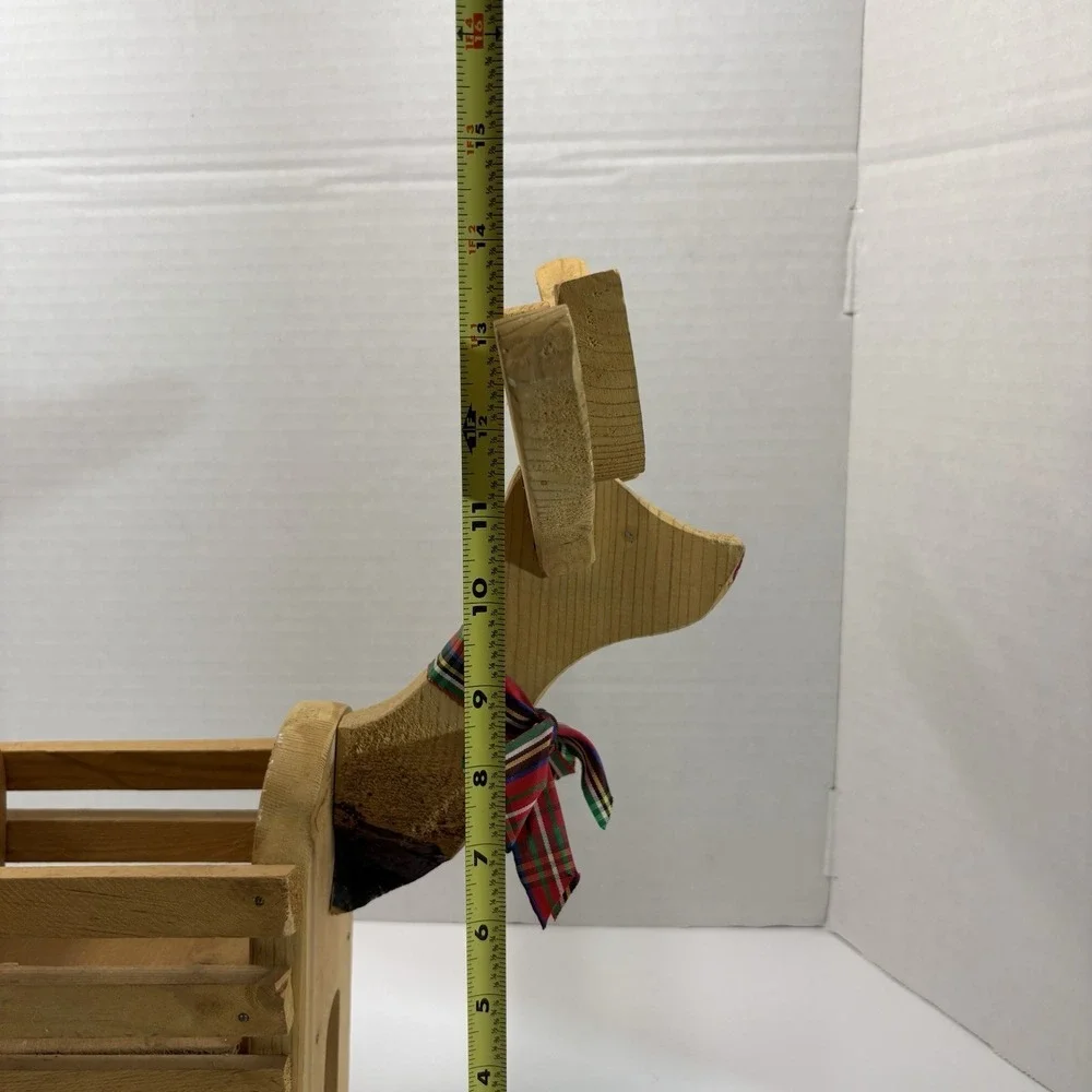 Vintage Handmade Wooden Storage Reindeer Figurine 1989 Christmas Country 14in